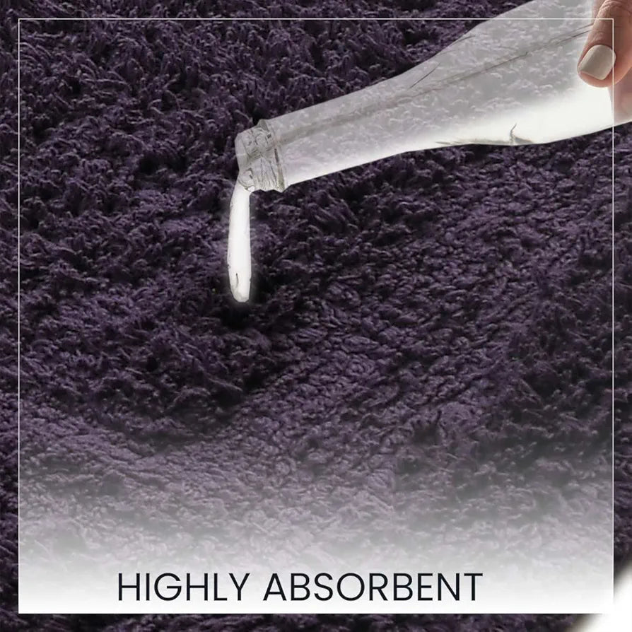 SASHAA WORLD Solid Anti-Skid Cotton Bathmat and Contour Set for Bathroom, Ultra Soft & Absorbent, Tufted Weave, Anti-Slip Latex Backing, Includes Contour & Rectangle Mat, 50X80cm, Purple Pack of 2