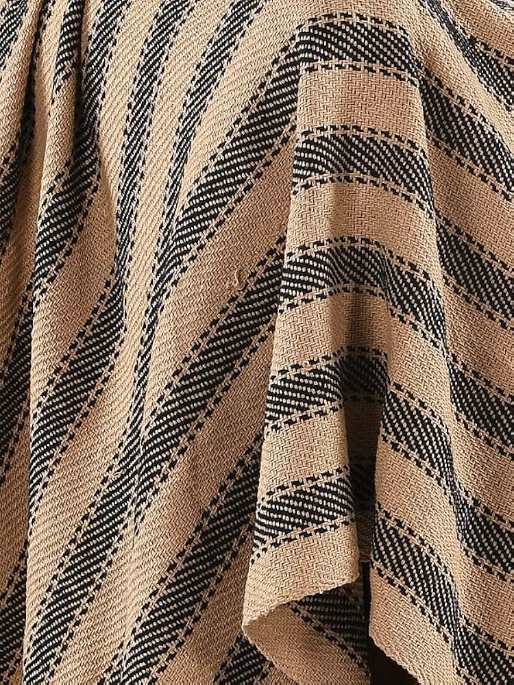 SASHAA WORLD Striped Throw Medium with Tasselled Edges |Throw for Living Room, Bedroom, Sofa & Chair |Camel Throw Blanket | 180 x130 cm