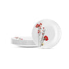 Larah by Borosil Opalware Full Plate | 11 Inch | Set of 6 | Red & White