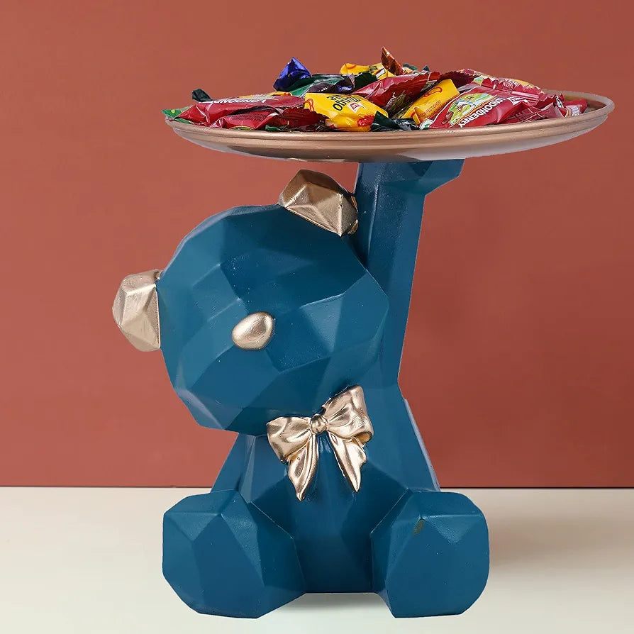 zart Resin Cool Dog Showpiece With Plate Home Decor Showpiece,Home Shelves Decor Item Best For Put Any Type Products E.G Key,Mobile Phone,Wallets,Optical,Earphone,Watches ,10 cm ,7 cm