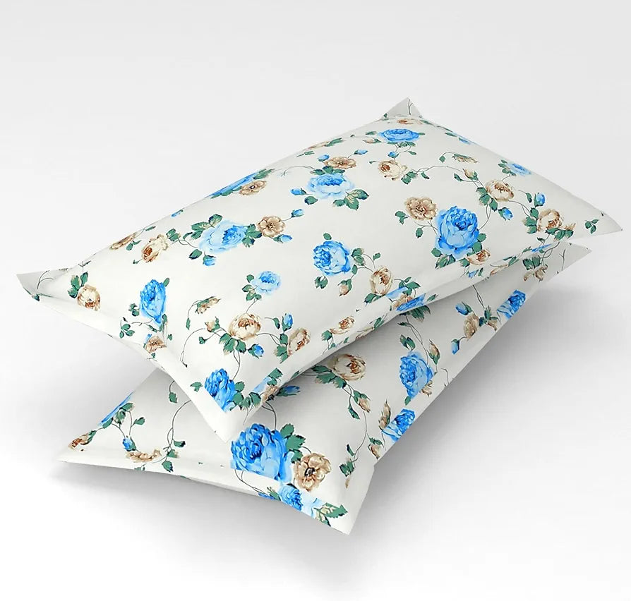 Homefab India 180 TC Glace Cotton Double BedSheet with 2 Pillow Covers -  - Blue