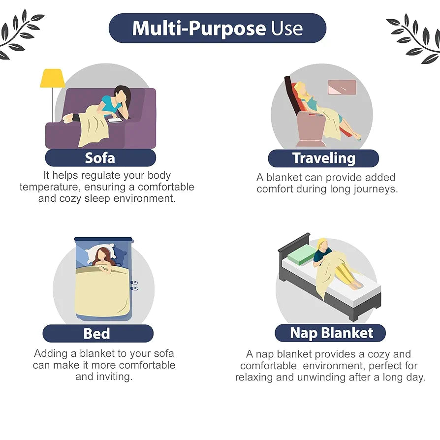 Divine Casa 120 GSM Microfiber Single Kids Dohar  | Soft & Lightweight Throw Blanket | Cozy & Breathable | All-Season Comfort | 140 x 100 CM | Tree Motif Pattern | Navy Blue & White