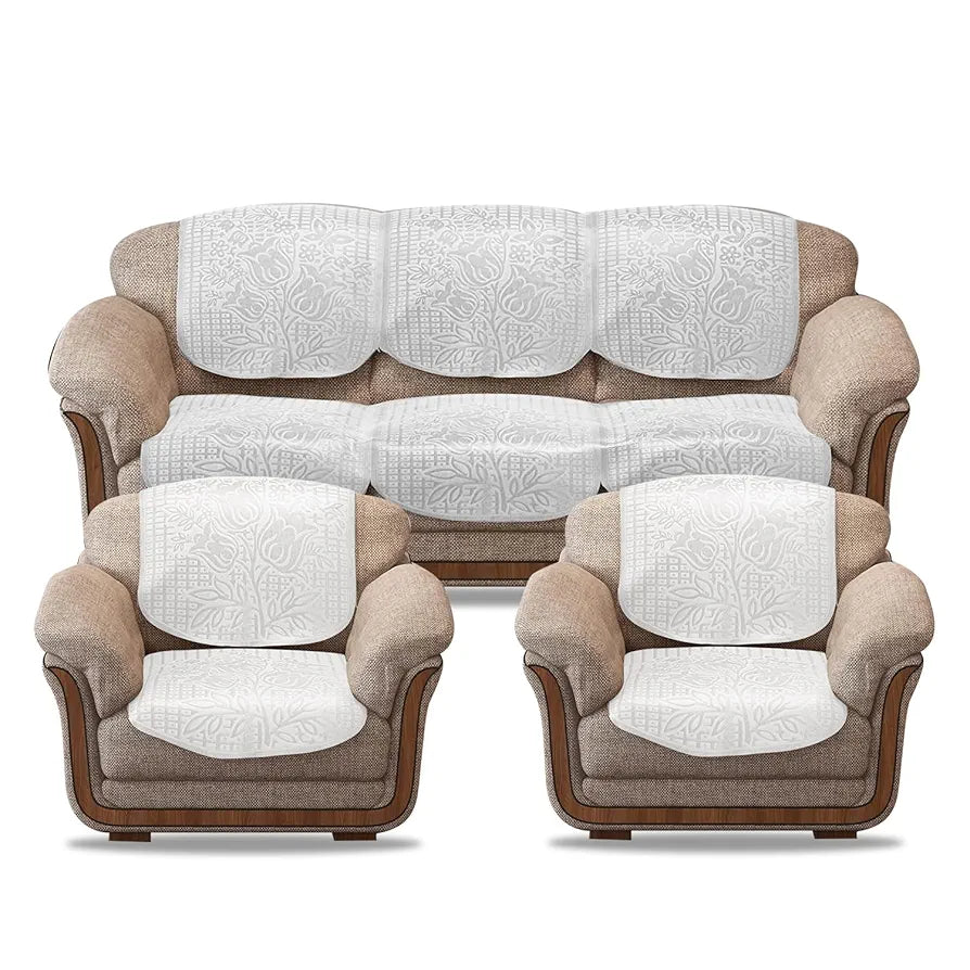 Cloth Fusion Italian Velvet Sofa Cover 5 Seater Set, Perfect Floral Embossed Sofa Cover 3 Seater and 2 Seater for Living Room 