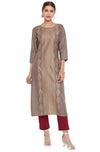 Janasya Women's Grey Rayon Kurta