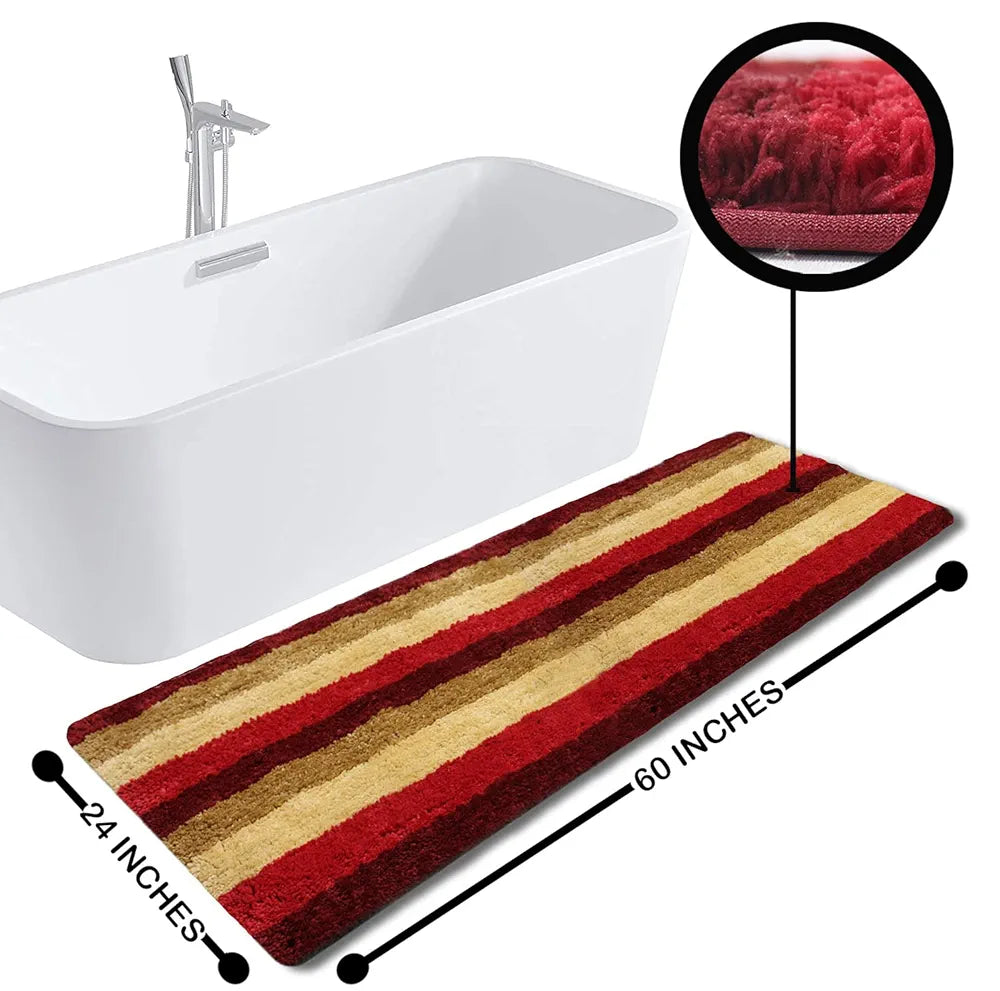 Luxe Home Jericho Runner 2500 Gsm Super Soft Microfiber, Anti-Skid Badroom or Kitchen Mats for Floor, Water-Absorbent, Quick Dry, Washable Runner for Home - Cherry, 2x5 Feet, Pack of 1