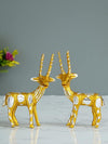 Ecraftindia Set of 2 Engraved Golden Deer Handcrafted Decorative Metal Figurine