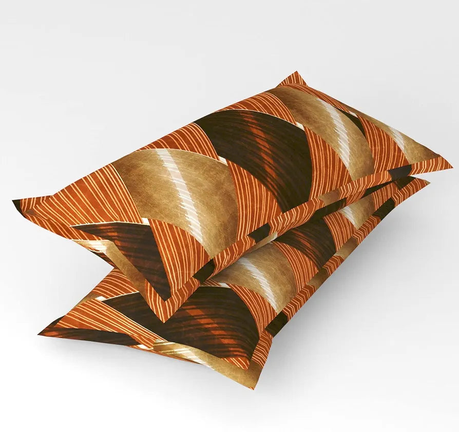 Homefab India 144 TC Microfiber Double Bedsheet with 2 Pillow Covers - Brown, Checks