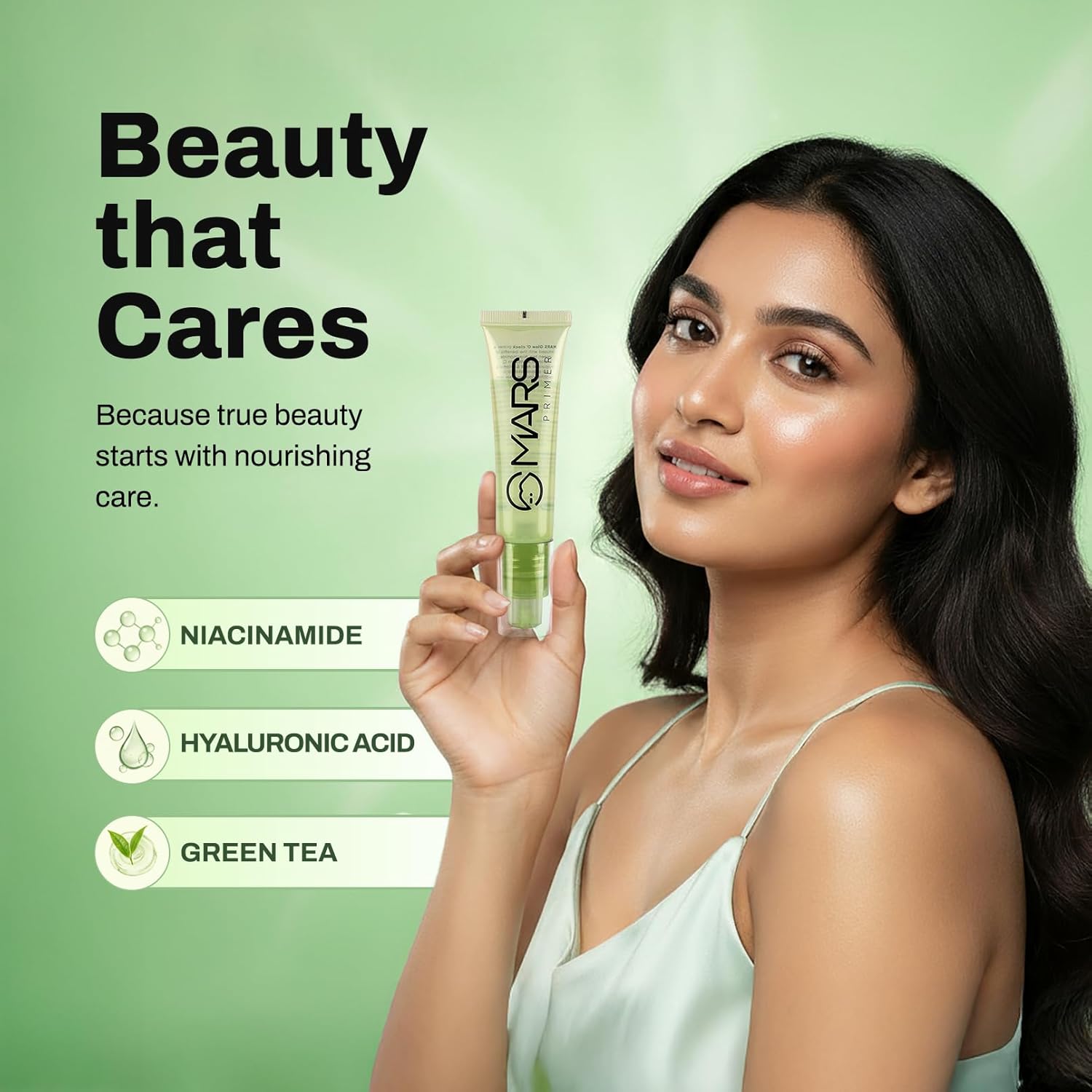 Mars Glow O' Clock Gel Primer For Face Makeup Enriched with Green Tea ...
