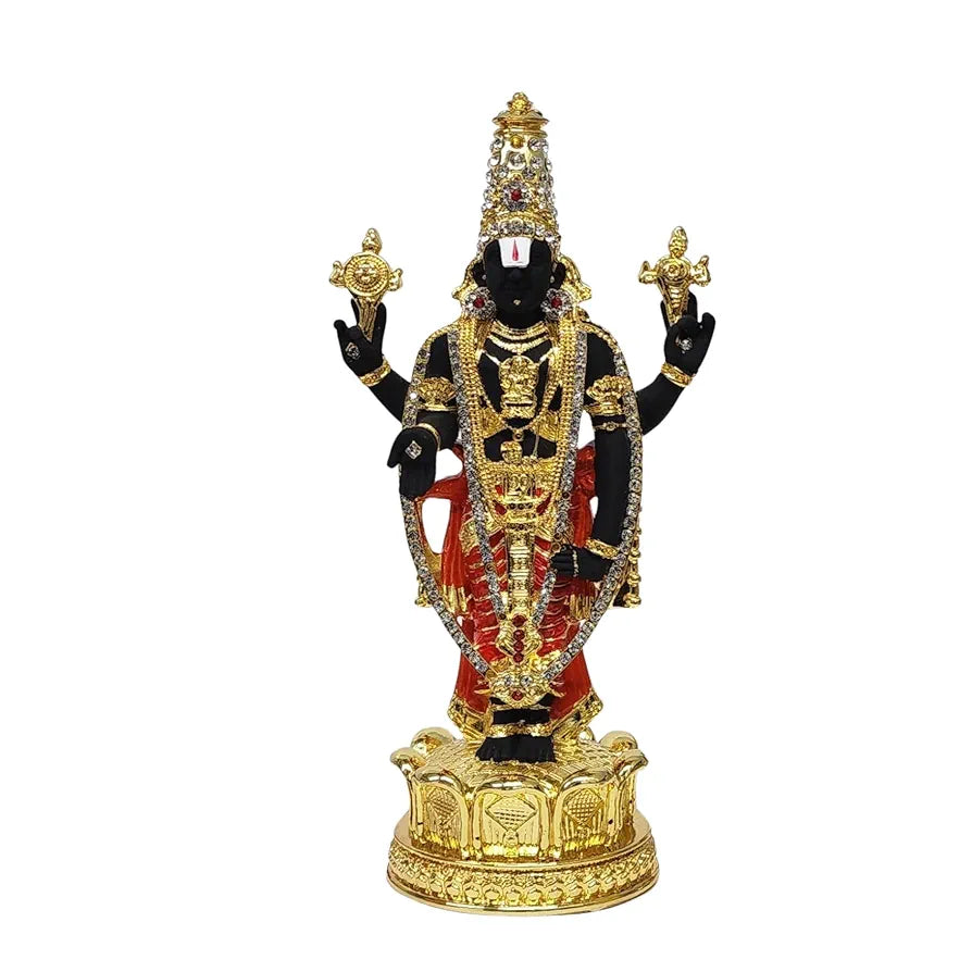 Gold Art India Tirupati Balaji Idol for Mandir | Pooja Room Lord Vishnu Shree Venkateswara Swamy Statue God Balaji for Gift Living Room | Lord Vishnu Shree Venkateswara Swamy Statue for Home Decor