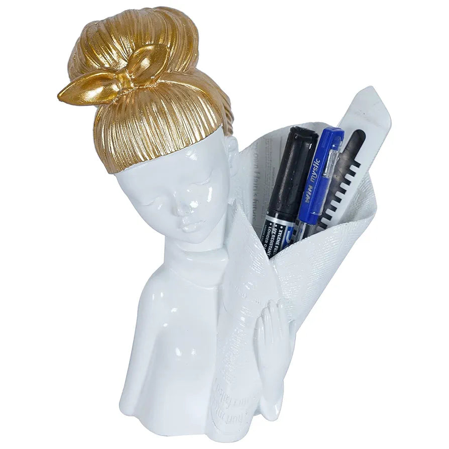 zart Resin Girl Showpiece for Home Décor Showpiece & Office Decor Item , 10 cm , 7 cm