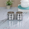 Sumeet Stainless Steel Small Storage Containers Lid Set of 2 Pcs 400ml Each 9cm Silver