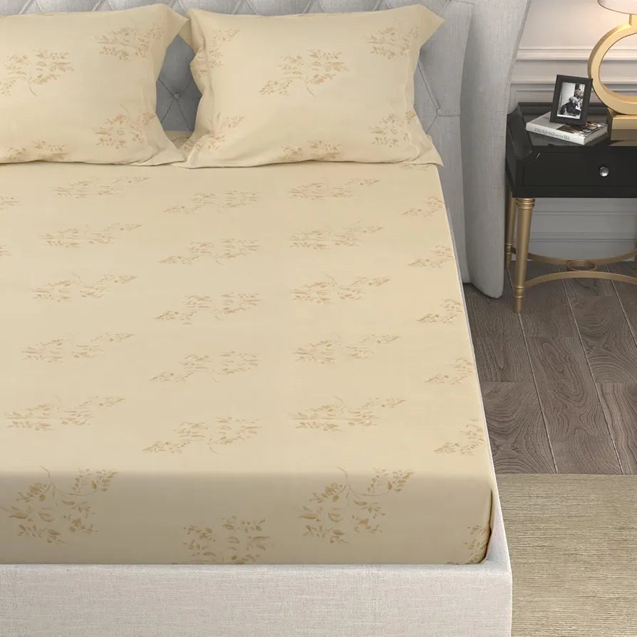 Cloth Fusion Glace Cotton Bed Sheet King Size Bed with 2 Pillow Covers, 150 TC Floral Bedsheet for Double Bed King Size 