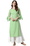 Janasya Women's Light Green Poly Crepe Kurta - XS