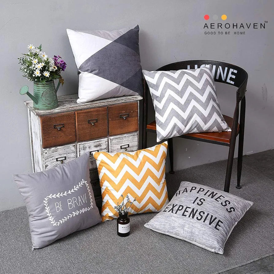 AEROHAVEN Set of 5 Satin Designer Decorative Throw Pillow/Cushion Covers - CC66 - 