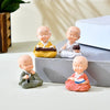 Collectible India Resin Buddha Monk Set of 4 Statue Figurines Showpiece Cute Mini Idol for Car Dashboard