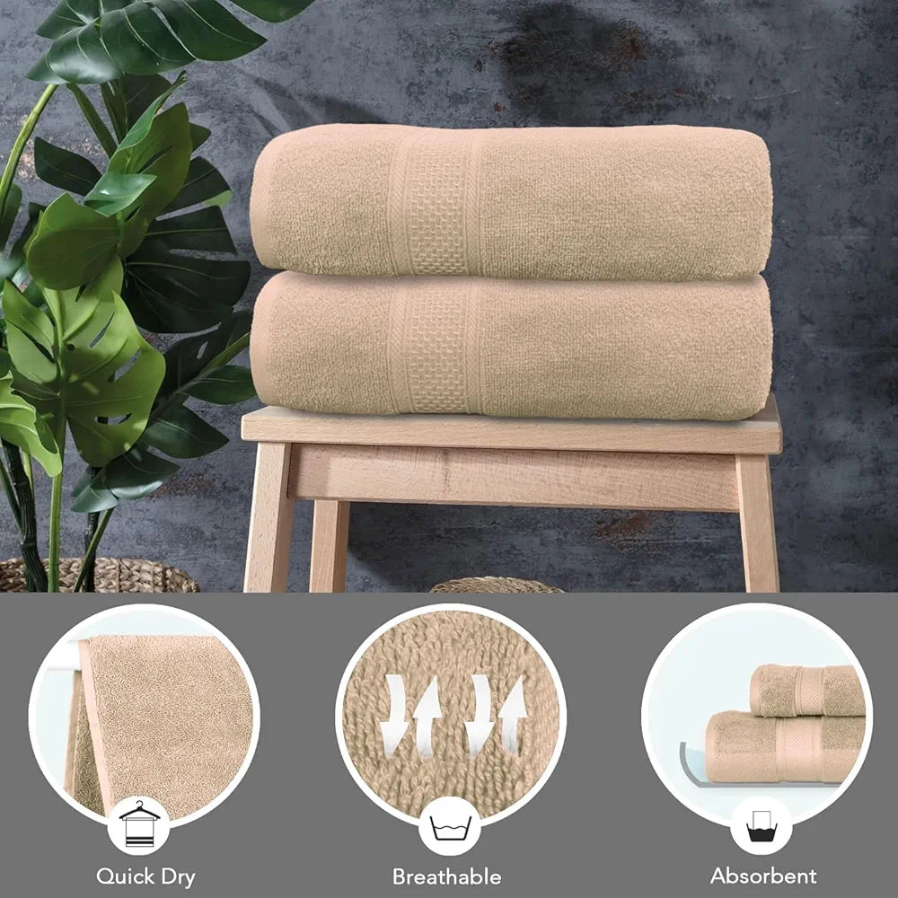 Luxe Home Cotton Bath Towel 450 GSM Quick Dry Large Size Bathroom Towels for Men & Women, Home, Kitchen, Gym, Spa 