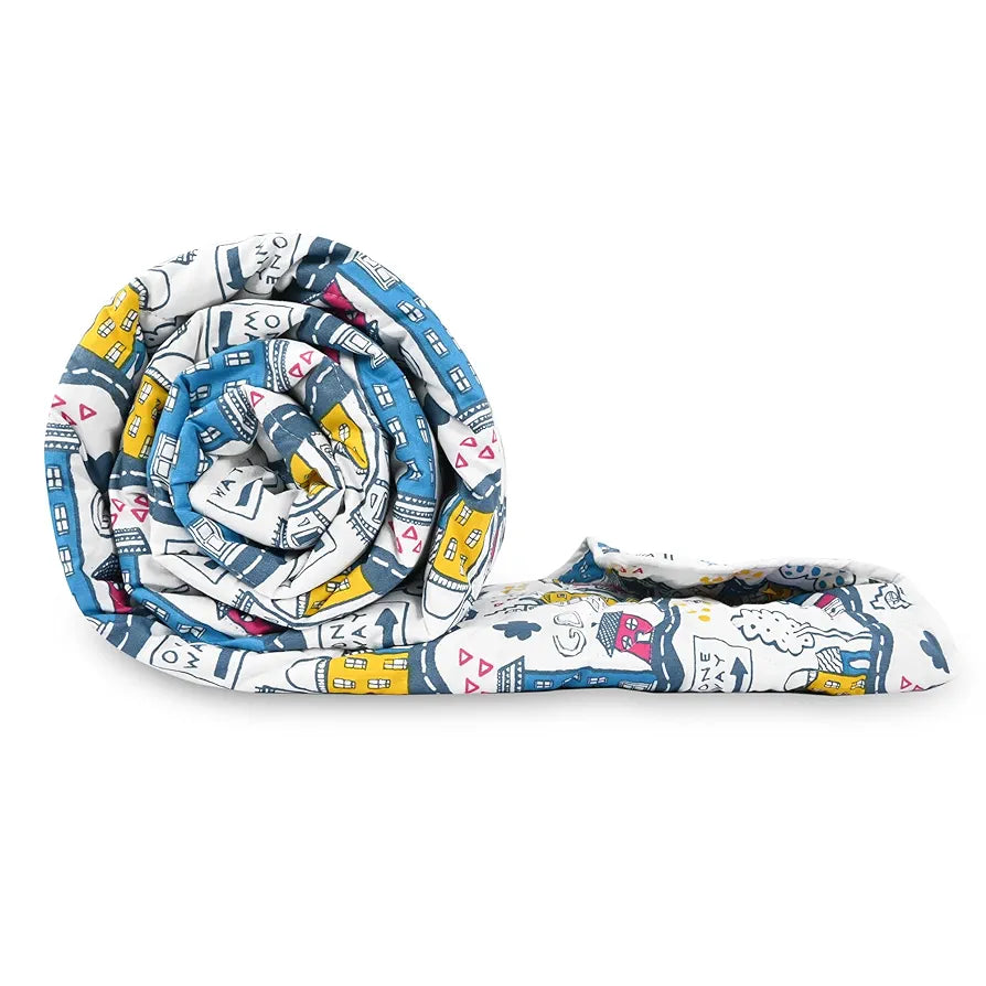 Divine Casa 120 GSM Cotton Single Bed Comforter | Soft & Lightweight Reversible All-Season Blanket | Cozy & Breathable Bedding for Adults | 230x 145 cm, Heaven White