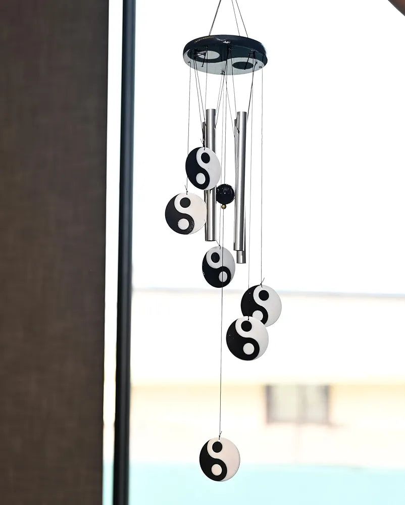 ZAICUS Wind Chimes for Balcony – Elegant Wind Chime for Home Positive Energy – Yin-Yang Metal Tube Wind Chimes for Living Room, Garden, Patio & Meditation Space