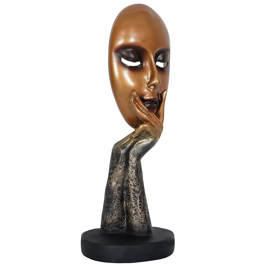 ZART Resin Human Lady Face Showpiece, Medium, 1 Piece, Golden