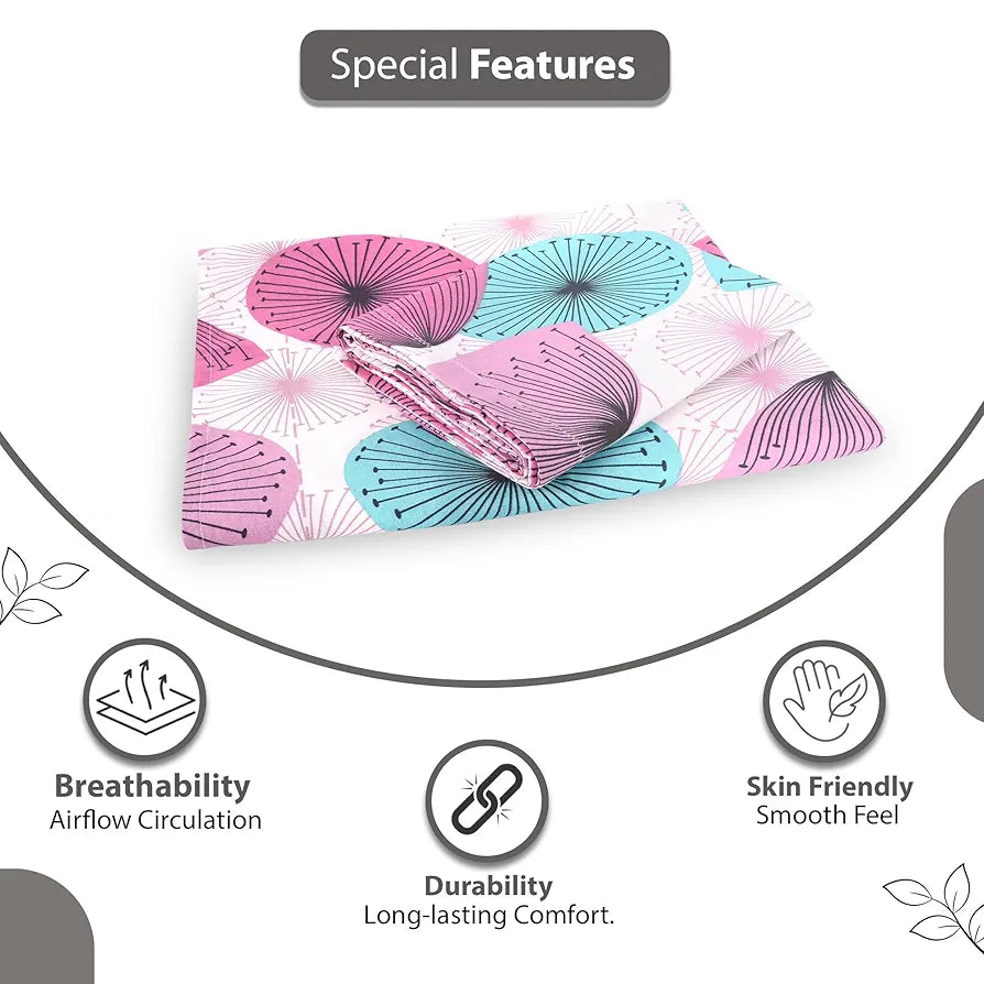Divine Casa 144 TC 100% Cotton King Bedsheet with 2 Pillow Covers | Skin-Friendly Fabric for Everyday Comfort | 270 X 270 CM | Floral Pattern | Dusty Pink