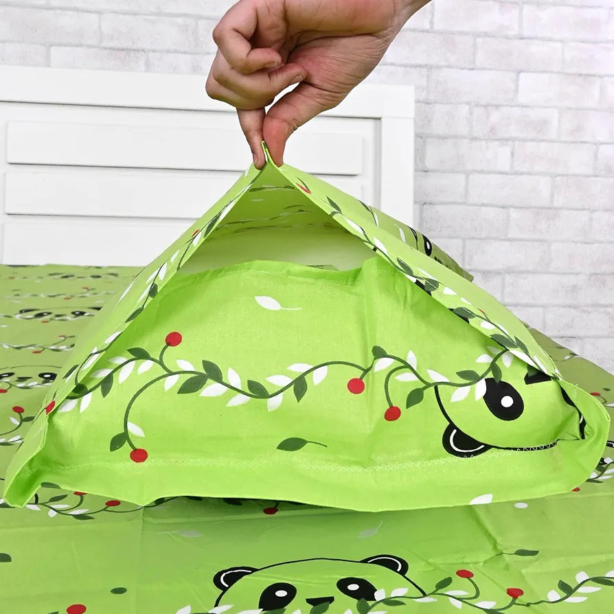 Divine Casa 144 TC 100% Cotton Single Bedsheet with 1 Pillow Cover | Skin-Friendly Fabric for Everyday Comfort | 223 X 145 CM | Abstract Pattern | Ice Green