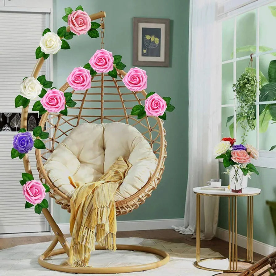 Higfra Artificial Flowers, Foam Rose Flowers with Stem, Real Looking Artificial Rose for Home Decoration, Fake Flowers Perfect Wedding Bouquets Centerpieces Arrangements Party Baby Shower - Peach