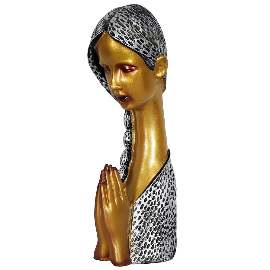 Zart Polyresin Welcome Lady Showpiece for Home and Office Decor - Perfect for Shelves 