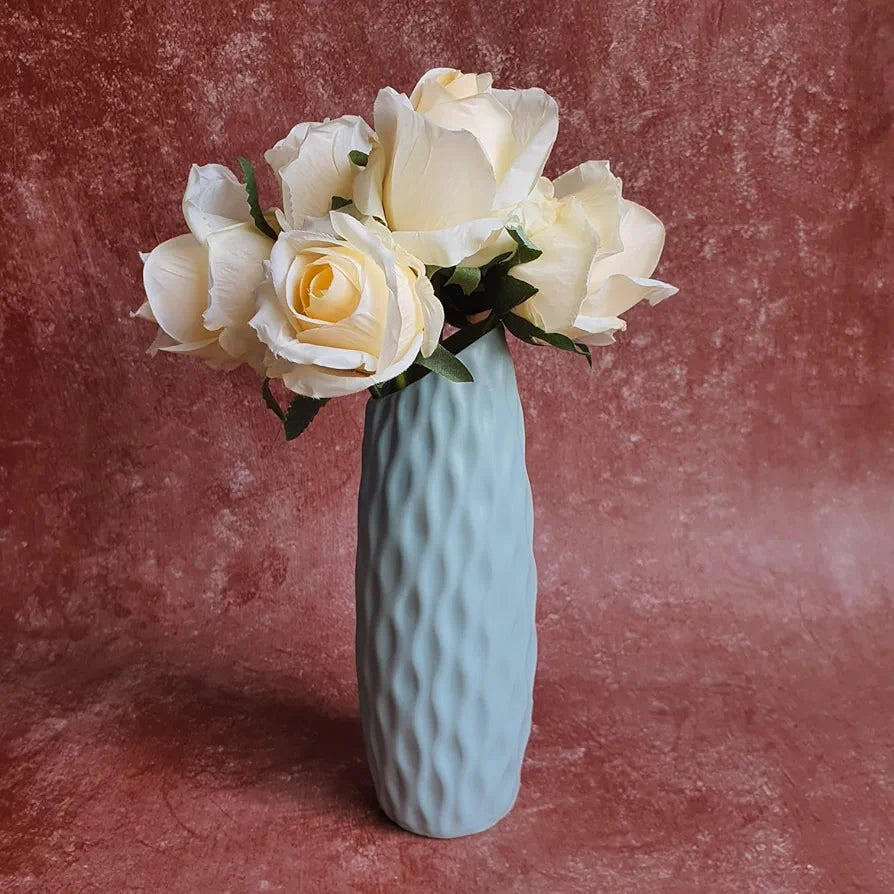 SATYAM KRAFT 1 Bunch Artificial Rose Flower Fabric Bouquet for Home Decor,Bedroom,Balcony, Wedding Decoration, Engagement Decor Items   