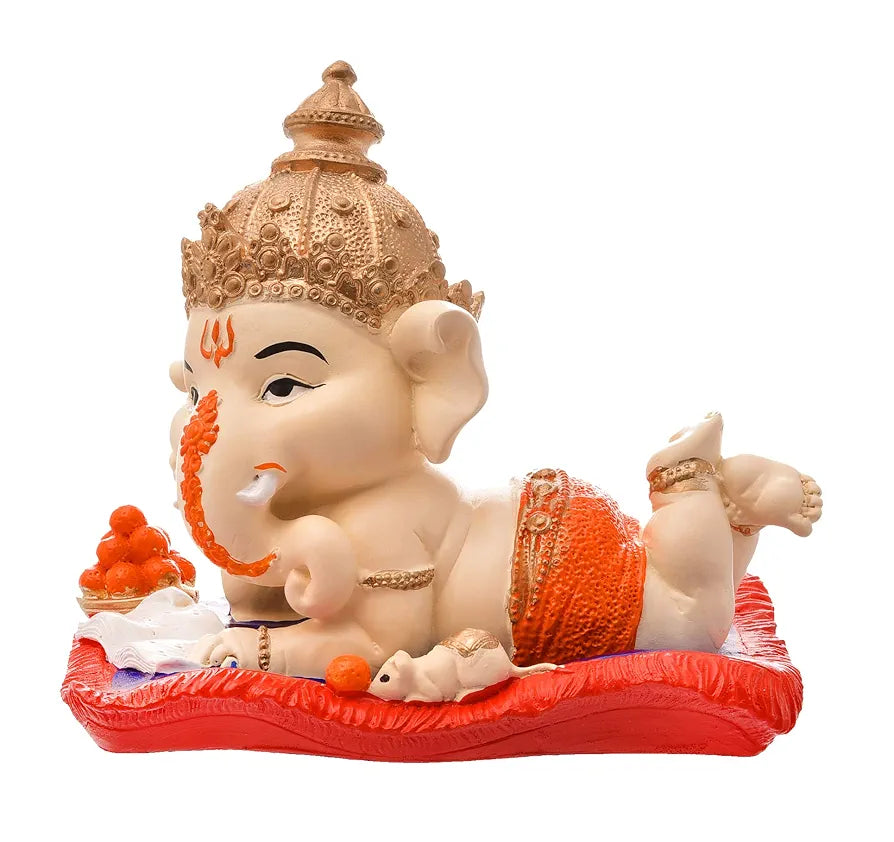 Karigaari India Handcrafted Polyresin Eco Friendly Lord Ganesha Ganpati Idol Figurine | Lord Ganesha Statue for Home Decoration 