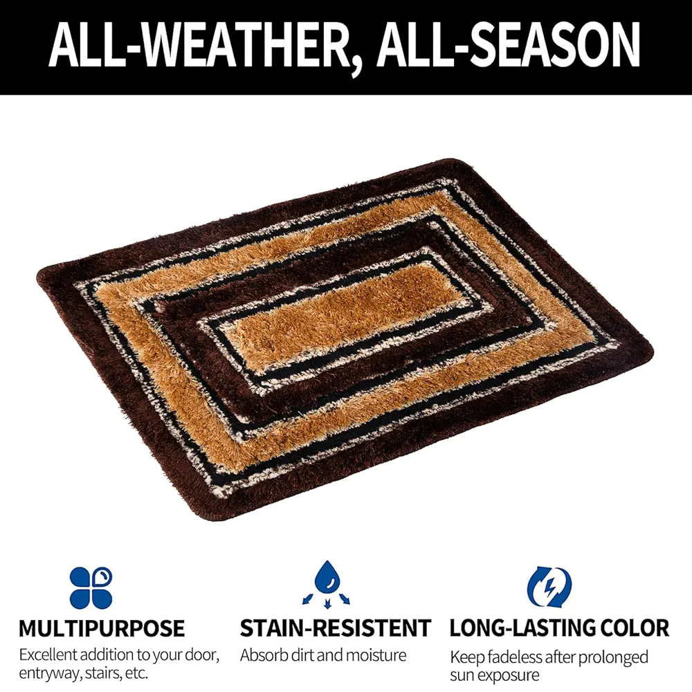 Kuber Industries Square Shape Fur Doormat - Microfiber Entrance Mat for Home, Office, Living Room - Gold & Brown