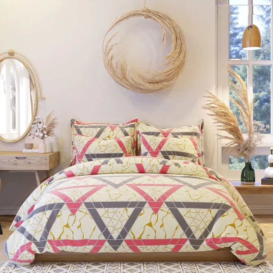 THE HOME STYLE Cotton Elastic Fitted All Around Printed Queen Size 400 Threadcount Double Bed Bedsheet Wih 2 Pillow Cover 60