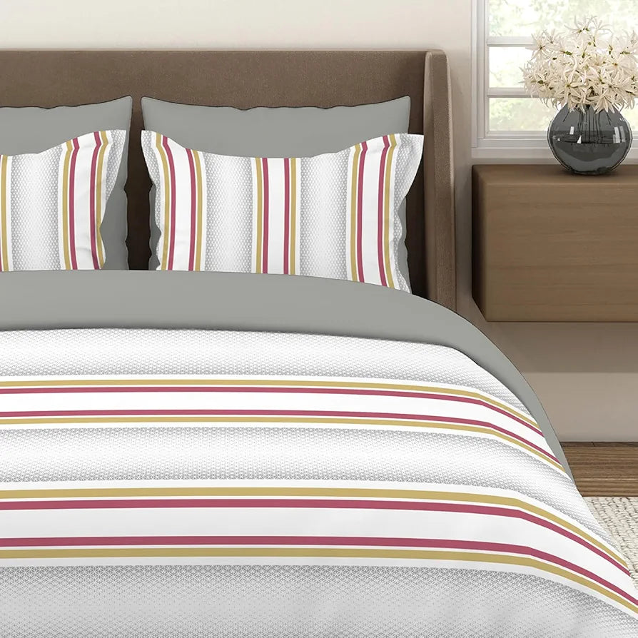 Layers Durathread Bedsheet Set for All Seasons - Lightweight, Moisture Absorbent, Machine Washable & Easy to Care - Gift for Housewarming & More - 225 CVC - King Size 