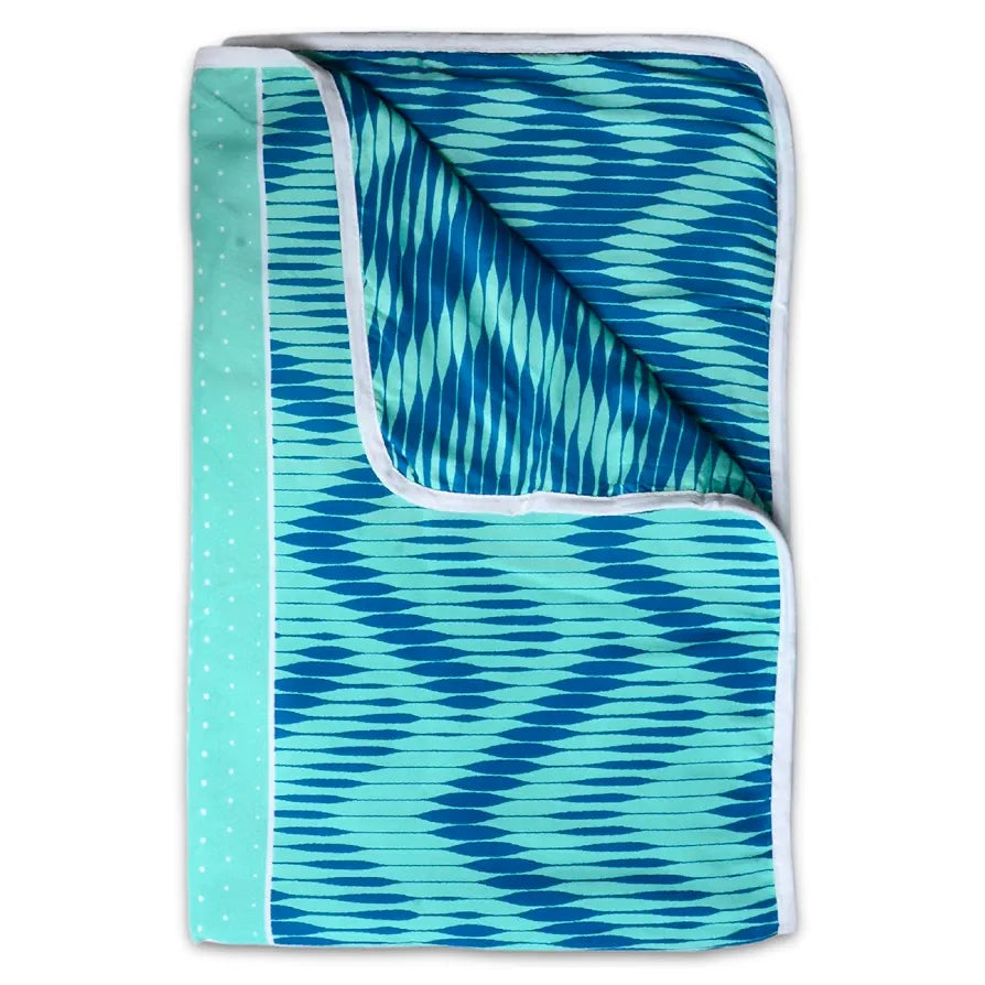 Divine Casa 120 GSM Microfiber Double Dohar | Soft & Lightweight Throw Blanket | Cozy & Breathable | All-Season Comfort | 220 x 205 CM | Chevron Pattern | Aqua Chevron