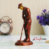 Ecraftindia Brown Brass Gentleman Golfer Taking Shot Human Figurine Decorative Showpiece