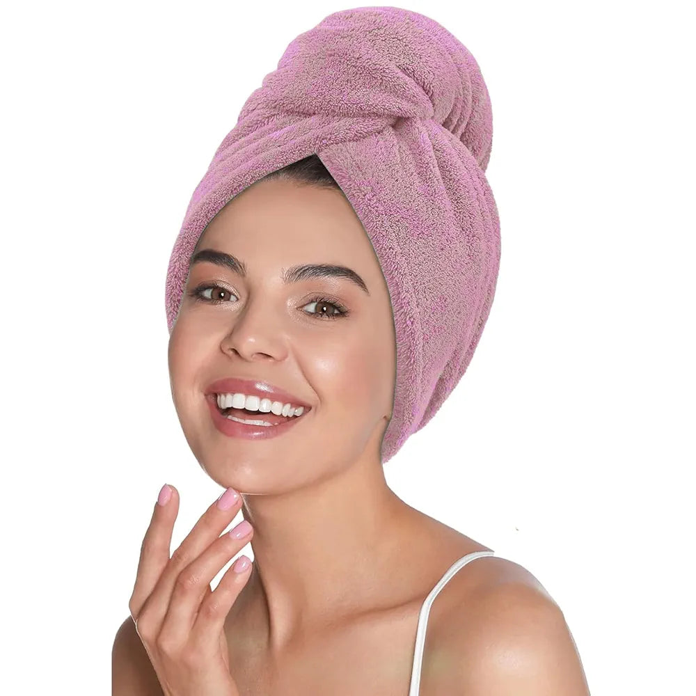 Mush Bamboo Hair Towel | Ultra Soft, Absorbent & Anti Microbial Hair Wrap | Quick Drying 500 GSM Bamboo Towel For Hair,Baby Pink