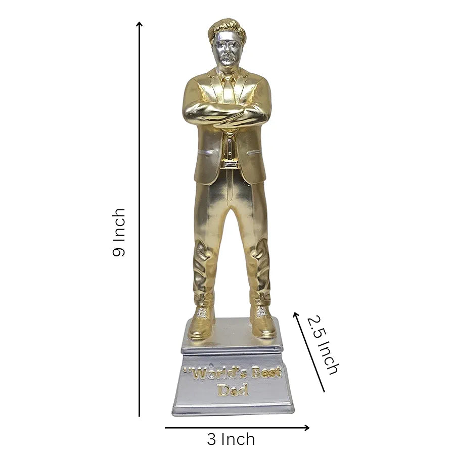 Gold Art India Best Father Figurine Gold & Silver Plated Matte | Trophy for Father | Fathers Birthday | Study Table | Office Desk , 9'' Inch