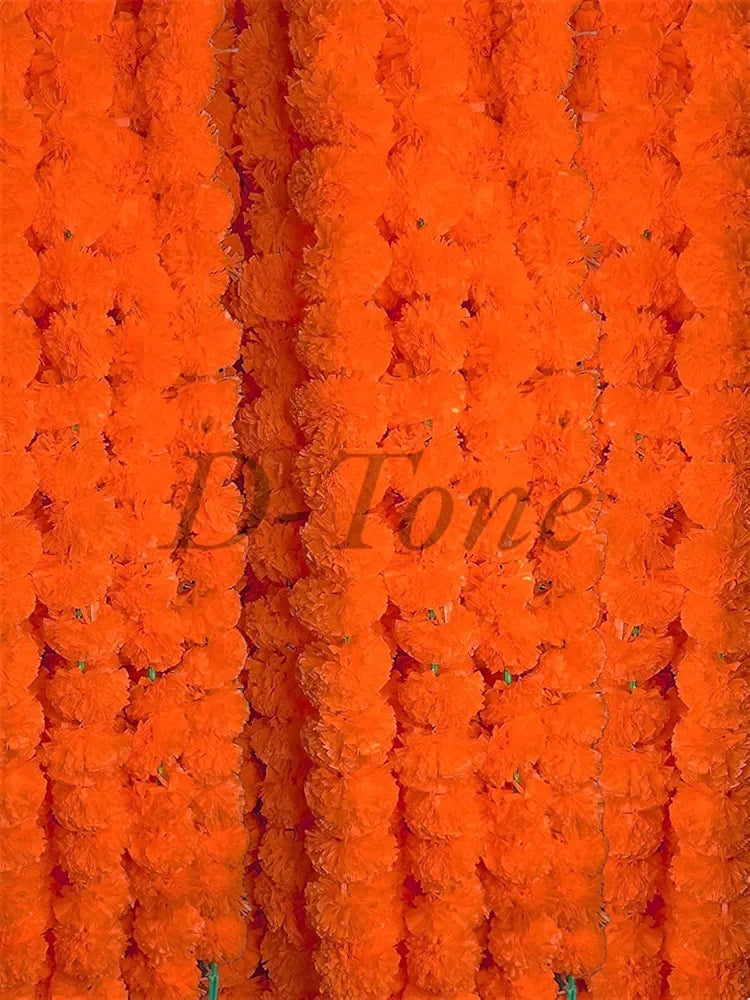 D-tone 10 Pcs Artificial Marigold Garland Mala Flower Genda Phool Long for Decoration, Home, Wedding, Festivals, Durga Pooja, Diwali, Ganesh Chaturthi 