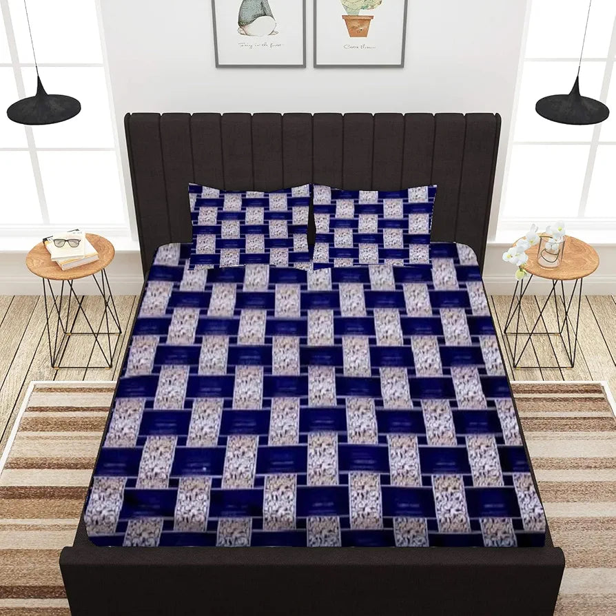 STARNSTYLE Polycotton 220 TC Floral Printed King Size Double Bedsheet with 2 Pillow Covers,  Milt