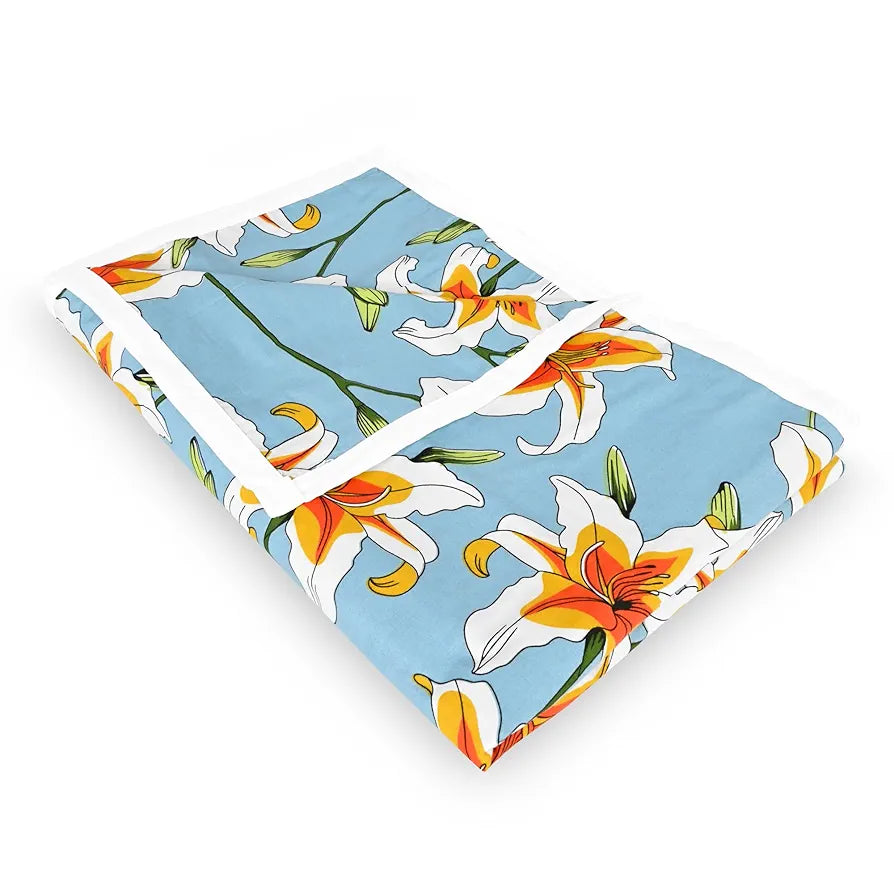 Divine Casa Floret 100% Cotton Double Dohar | 120 GSM | Soft & Lightweight Throw Blanket | Reversible Design | Cozy & Breathable Bedding | All-Season Comfort | 220 x 205 CM, Wildflower Charm