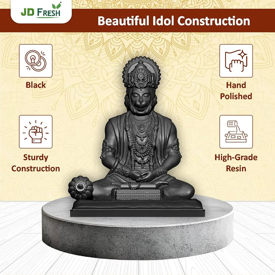 JD FRESH 4.5 Inch Bajrangbali Statue with Gada/Hanuman Ji/Sankat Mochan/God Idols for Home/Car Dashboard/Office Desk/Murti for Home Decor/Spiritual/Decorative Items/Gifts 