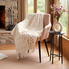 Sajavat Home Hand-Knitted Pure Cotton 3 Seater Sofa Throw Colour Beige & Yellow