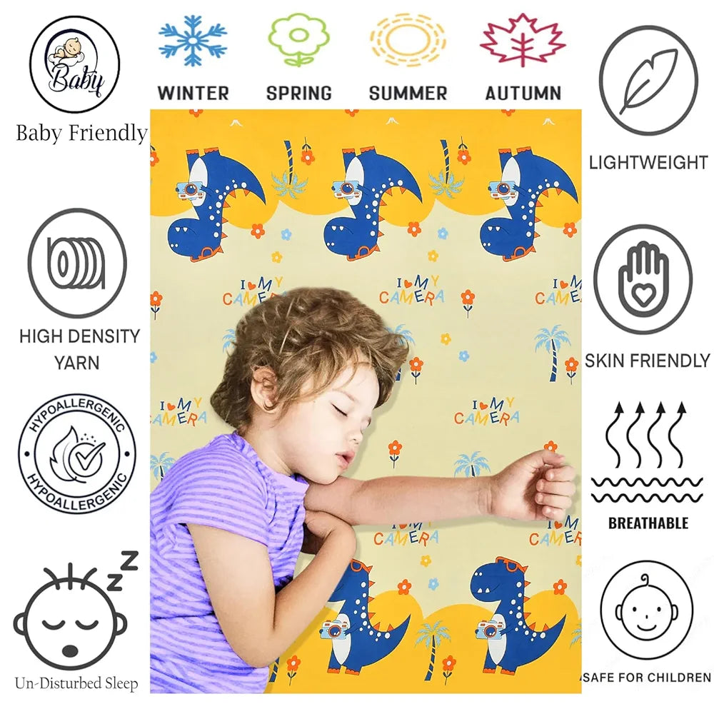 FRESH FROM LOOM Glace Cotton Wrinkle Free Soft Hypoallergenic Elastic Fitted Bed Sheet|Cartoon Printed|Bedsheet For Kids Room|Dino),144 Tc,Multicolor,Double Bed