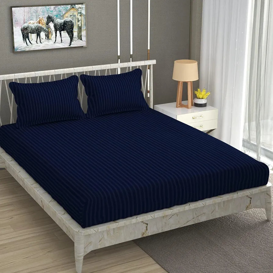 FRESH FROM LOOM Microfiber Wrinkle Resistant | Soft Skin Safe | Breathable Queen Size Flat Bedsheets | Hotel & Home | Double Bedsheet Set with 2 Pillow Covers 