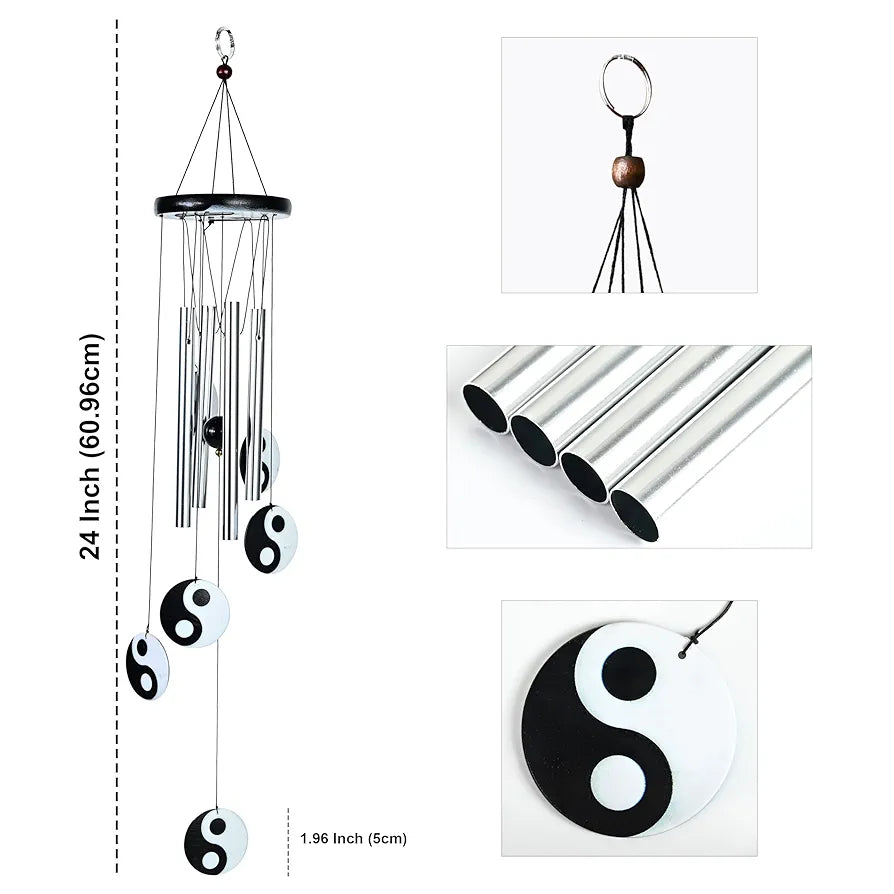ZAICUS Wind Chimes for Balcony – Elegant Wind Chime for Home Positive Energy – Yin-Yang Metal Tube Wind Chimes for Living Room, Garden, Patio & Meditation Space
