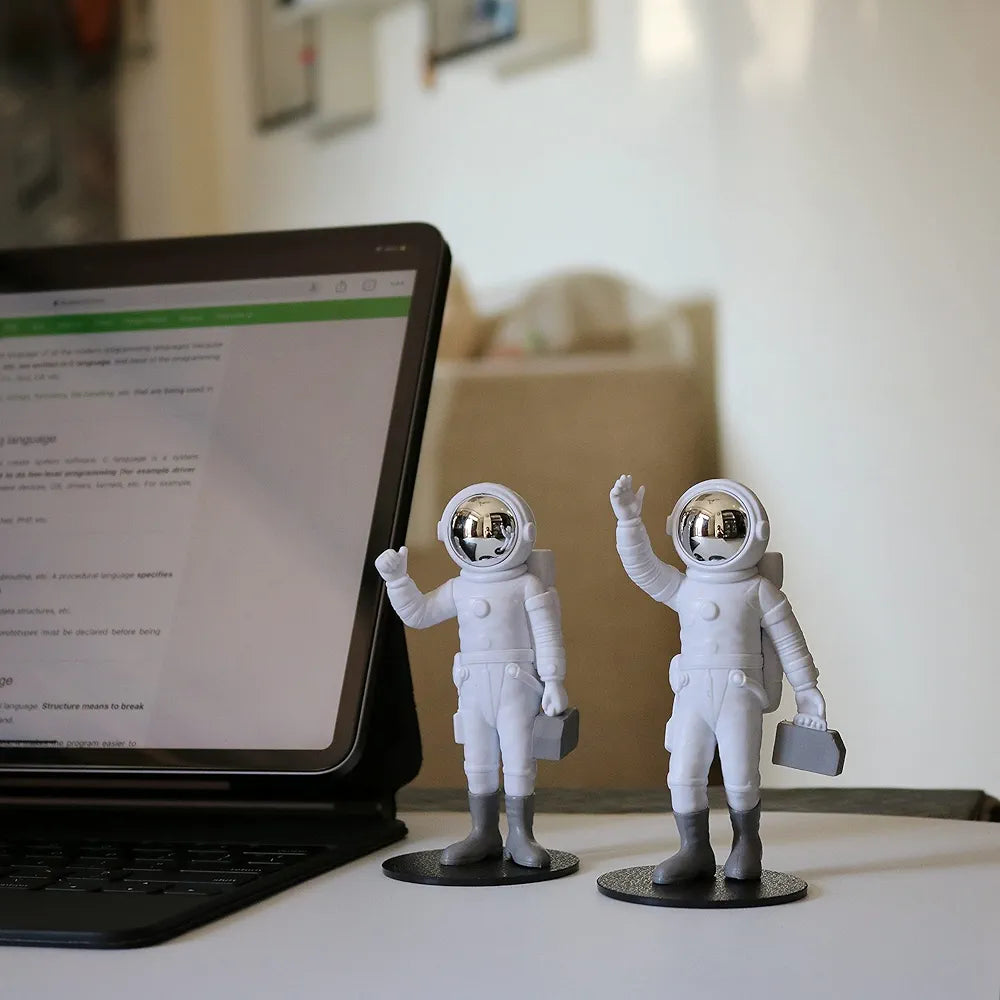 Street27® 3pcs Astronaut Figurine Mirror Spaceman Ornament, Home, Office, Desktop Decoration Bookshelves Outer Space Room Décor Astronaut Statues Sculpture , Space
