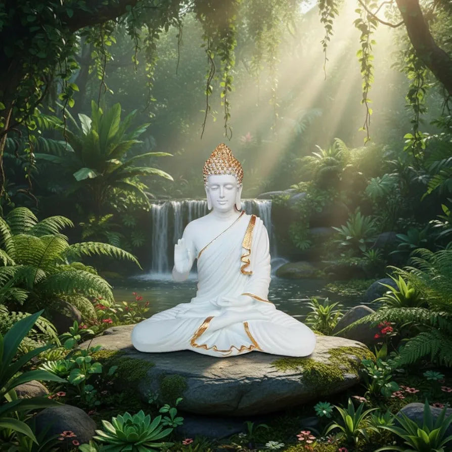 ALILA 14-Inch Buddha Statue for Home Decor | Meditating Lord Buddha Idol for Peace & Prosperity | Resin Figurine for Living Room, Office, Temple | Showpiece for Gift