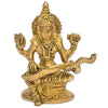 The Advitya Brass Maa Saraswati Statue | Maa Saraswati Murti/ Idol for Pooja | 4.5 Inch