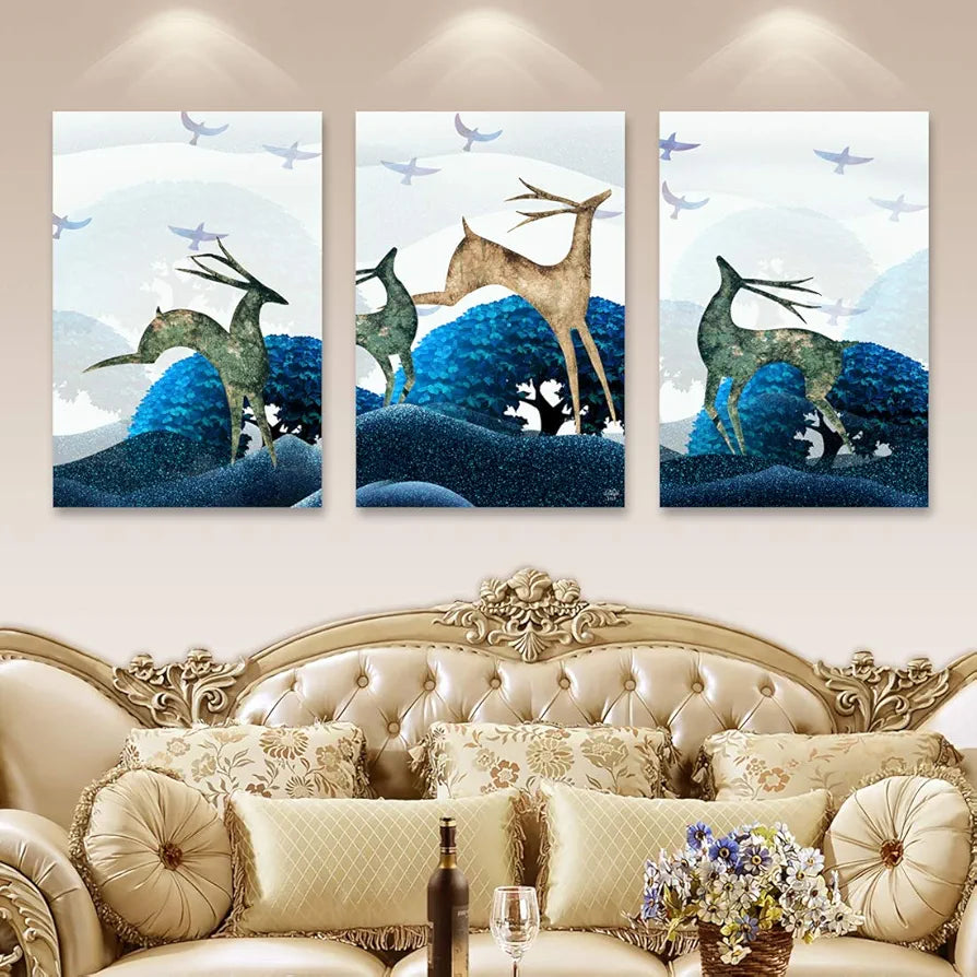 Rangoli MDF 3 Pcs Wall Poster 12x18 Inch Decorative Wall Art for Home, Office, Living Room. P-4, Design-24