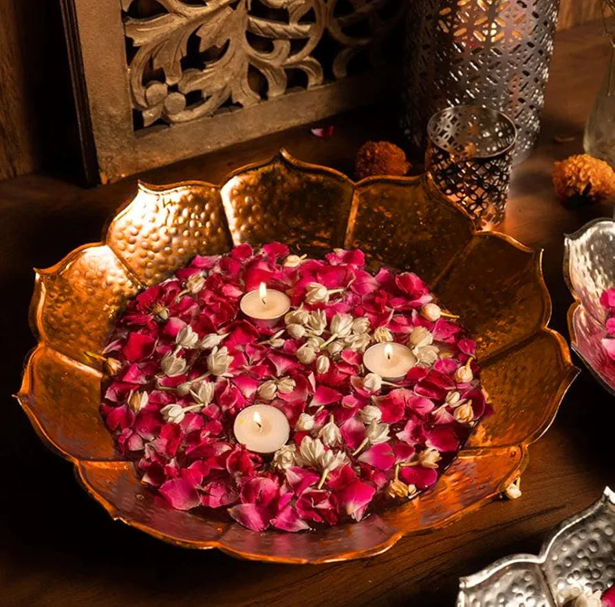 CraftVatika Urli Bowl Set for Decoration - Big Size Urli Bowl for Home Decor, Diwali Decoration Items for Home Decor, Elegant Urali Decor Bowl, Floating Flowers Diya Tealights Arrangement
