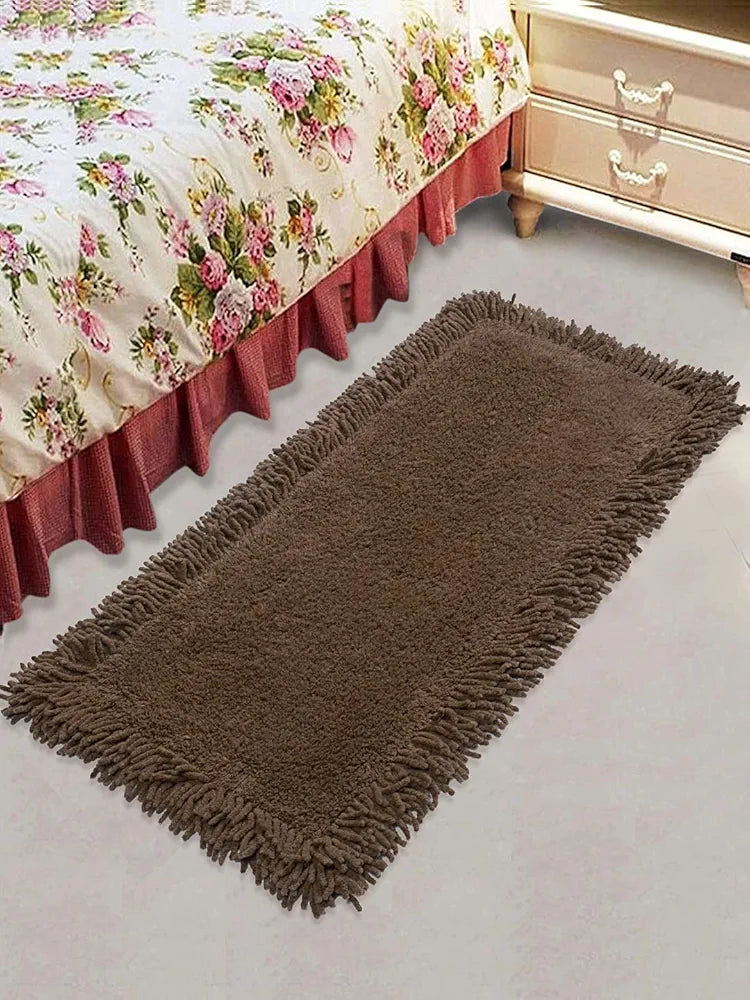 Saral Home Shaggy Soft Cotton Durable & Washable Multipurpose Bedside Runner for Home/Kitchen/Living Area/Lobby/Office Entrance with Anti Skid Backing 